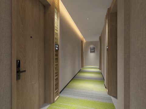  快捷酒店走廊3d模型 