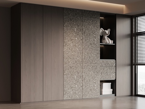  现代意式衣柜 成品衣柜su模型 