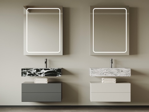 现代浴室柜 极简浴室柜su模型