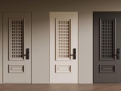 现代单开门 入户门 防盗门su模型