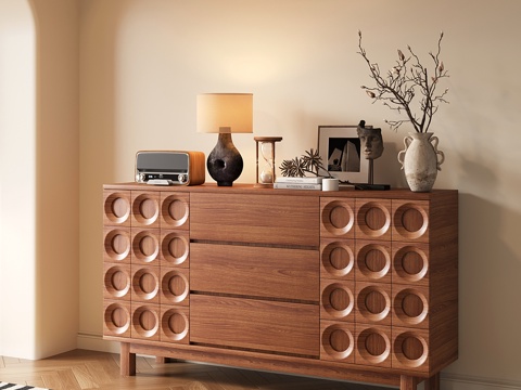  中古风餐边柜 复古斗柜 储物柜 收纳柜 玄关柜3d模型 