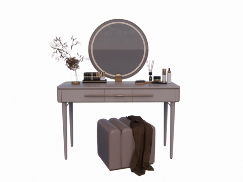 卧室 晾衣架 吹风机 衣服 化妆 桌子 镜子 梳妆镜 衣柜su模型