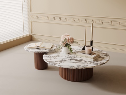 法式复古风茶几 拼接茶几 子母几su模型