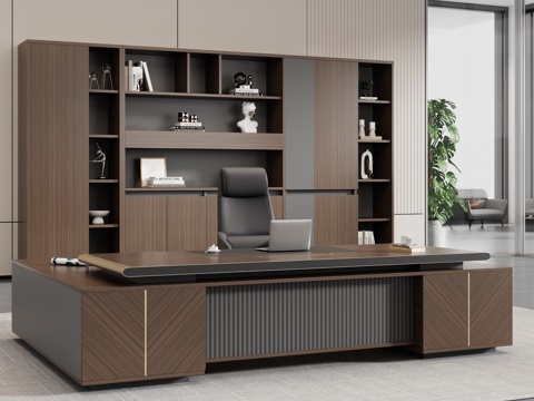  现代办公桌椅 办公桌 老板桌 大班台 班台桌3d模型 