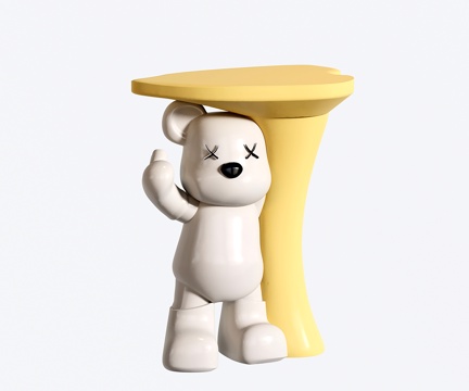 奶油风边几 小熊边几 小茶几 雕塑摆件su模型