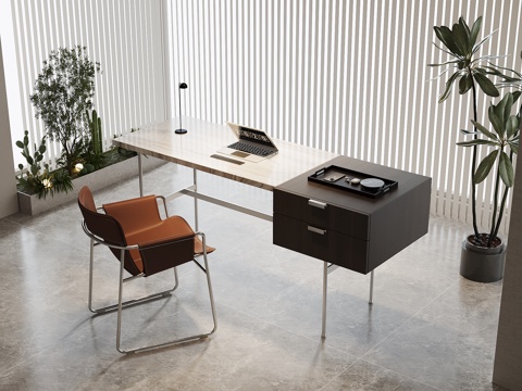  现代书桌椅3d模型 