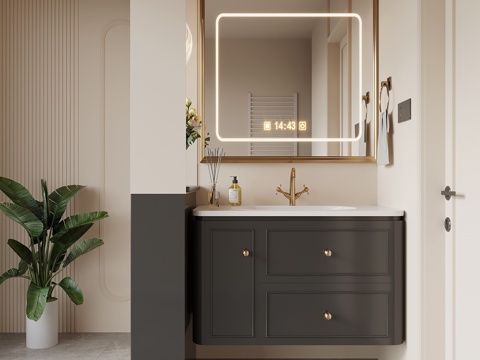 法式复古风浴室柜 洗手台su模型