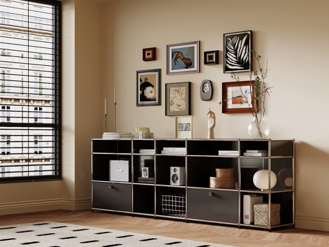  法式复古风地柜 边柜 储物柜3d模型 