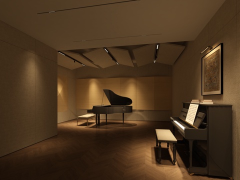  现代家装琴房3d模型 