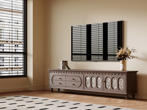  法式中古风电视柜3d模型 