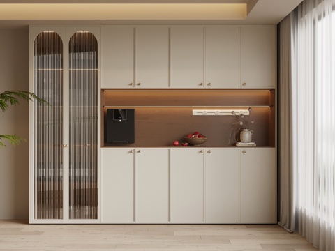  中古风酒柜 餐边柜3d模型 