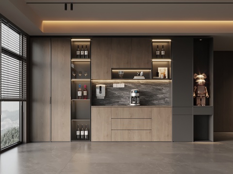 现代意式酒柜 餐边柜su模型