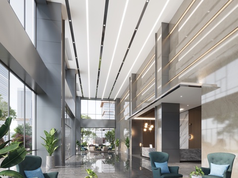  现代 酒店大堂 休闲桌椅组合3D模型3d模型 