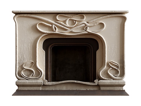  现代侘寂装饰壁炉3d模型 