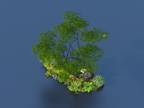  植物 石头灌木草地3d模型 