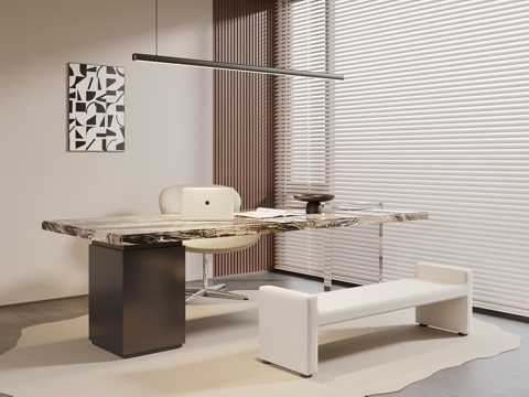  现代书桌椅3d模型 