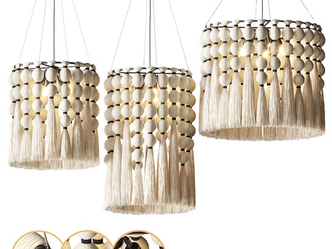  新中式侘寂流苏装饰吊灯3d模型 