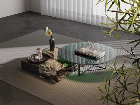  现代意式茶几 茶几组合3d模型 