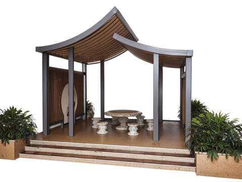  凉亭su模型 