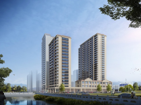  现代  高层住宅 小区住宅3D模型3d模型 