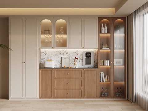 法式中古风酒柜 餐边柜su模型