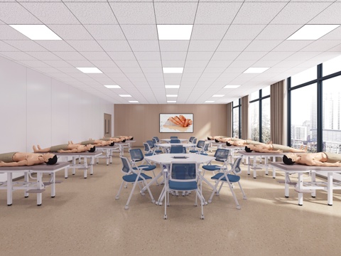  现代针灸推拿教室3d模型 