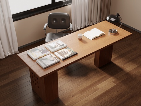 中古风书桌椅su模型