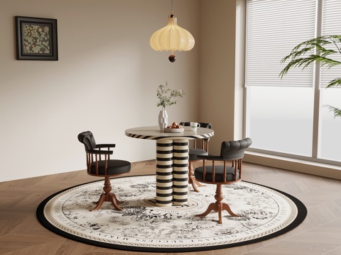  法式复古风休闲桌椅3d模型 