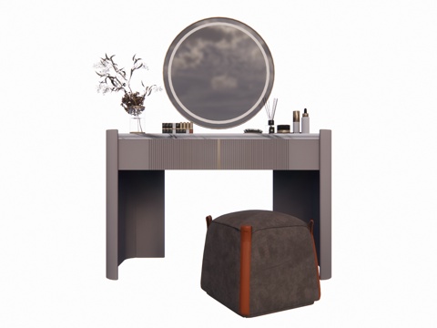 卧室 晾衣架 吹风机 衣服 化妆 桌子 镜子 梳妆镜 衣柜su模型