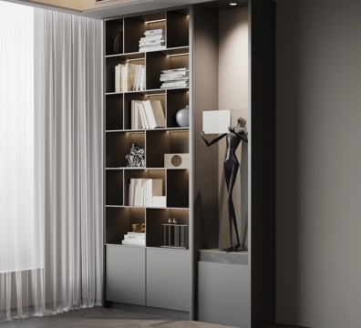  现代意式书架 置物架3d模型 