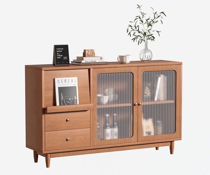  中古风餐边柜 收纳柜 储物柜 边柜 茶水柜su模型 