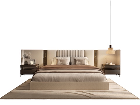 现代意式双人床su模型