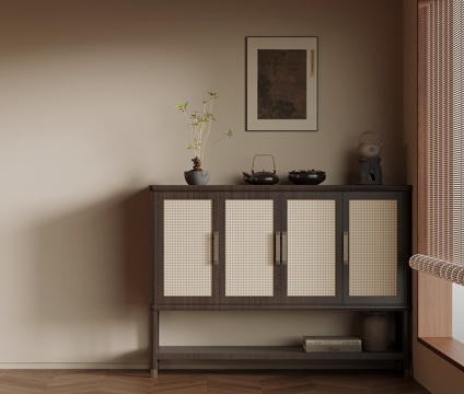  新中式玄关柜 边柜 置物柜su模型 