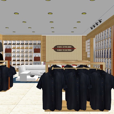  现代服装店su模型下载 