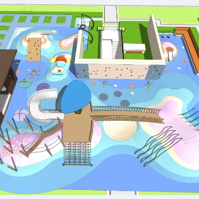  现代儿童游乐场su模型下载  