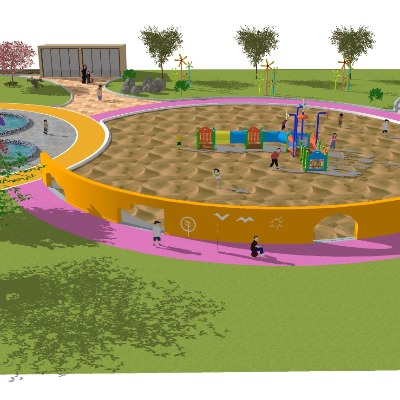  现代儿童游乐区su模型下载 