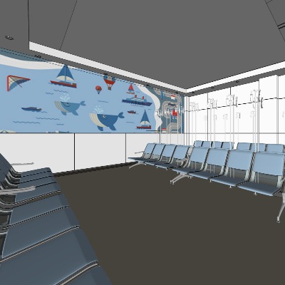  现代医院输液区su模型下载 