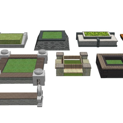  现代树池坐凳su模型下载 