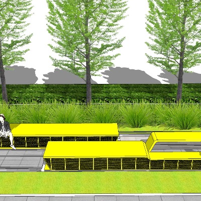  现代公园长椅su模型下载 