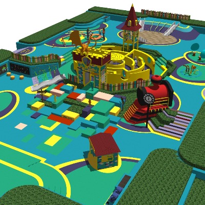  现代儿童游乐园su模型下载 