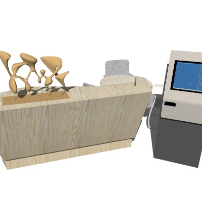 现代异形收银台接待台su模型下载 