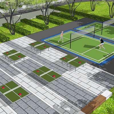  现代羽毛球场su模型下载 