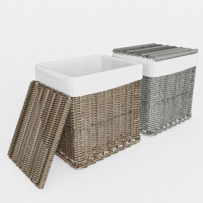  现代竹篮脏衣篓su模型下载 