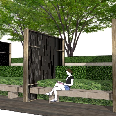  现代卡座户外座椅su模型下载 