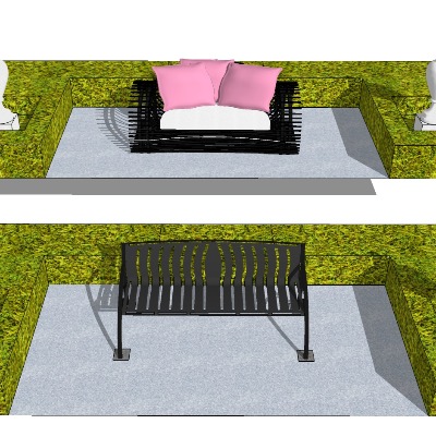  现代公园长椅su模型下载 