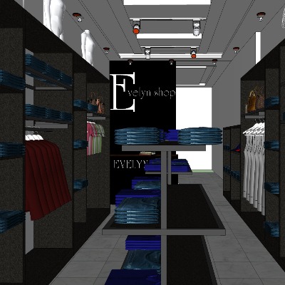  现代服装店su模型下载 