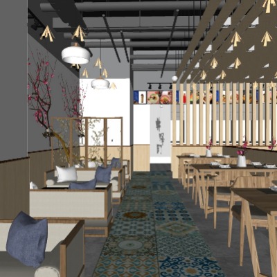  新中式面馆su模型下载 