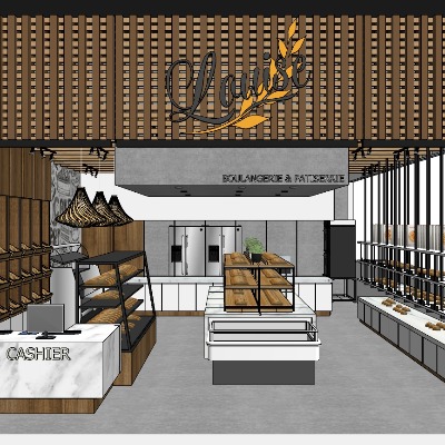  现代面包店su模型下载 