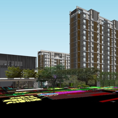  中式小区规划su模型下载 