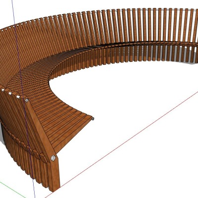  现代户外公用椅su模型下载 